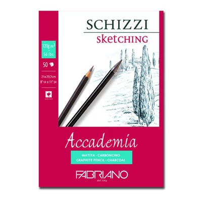 Fabriano Accademia rajz- és vázlattömb, 120 g, 50 lap - A4, ragasztott