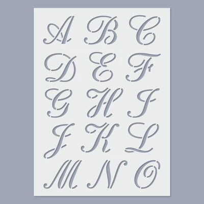 Stencil, 15x20 cm, 2 ív/csomag - ABC Calligraphy betűk, 30 mm