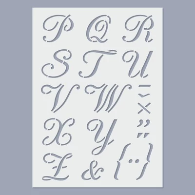 Stencil, 15x20 cm, 2 ív/csomag - ABC Calligraphy betűk, 30 mm