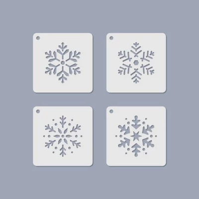 Stencilkészlet, ékszerstencil, 6,5x6,5 cm, 4 féle - Hópehely