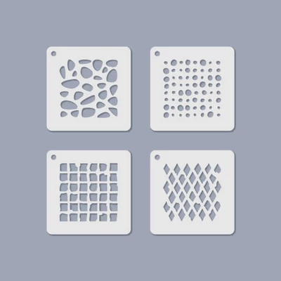 Stencilkészlet, ékszerstencil, 6,5x6,5 cm, 4 féle - Mértani