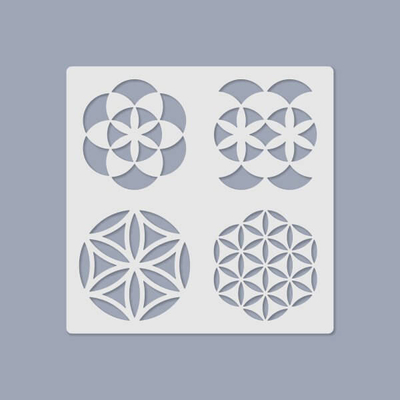Médiastencil, 14,5x14,5 cm, 4 minta - Mandala
