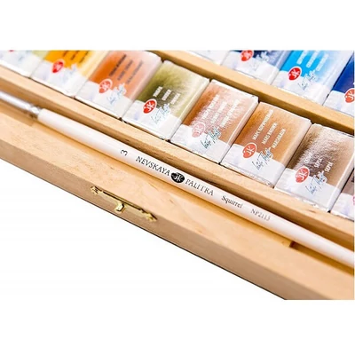 White Nights akvarellfesték készlet - 48 db, fadobozos