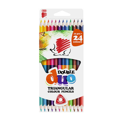 ICO Süni kétvégű színesceruza készlet, háromszögletű, 12db/24szín