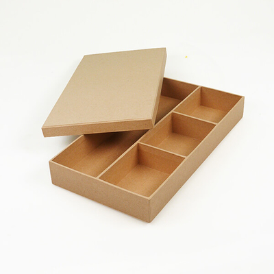 Papírmasé doboz, 4 rekeszes tároló tetővel - 30x16x4 cm