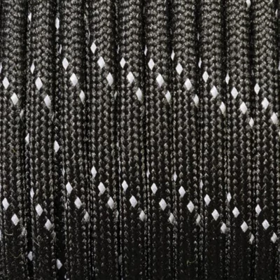Paracord 550, méterben, 4 mm - fényvisszaverő - fekete