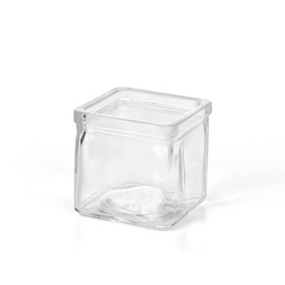 Üveg mécsestartó - kocka peremmel - 6,5x6,5 cm