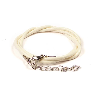 Bőrimitáció nyaklánc szerelékkel, 2 mm - fehér