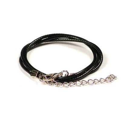 Bőrimitáció nyaklánc szerelékkel, 2 mm - fekete