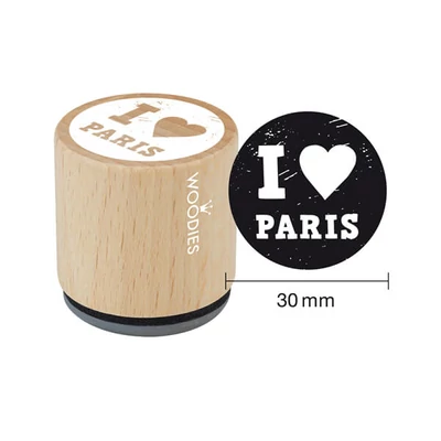 Pecsételő, Woodies, 3 cm - I love Paris