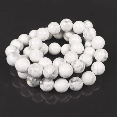 Ásványgyöngy - Howlit, fehér, 8 mm, 37 cm