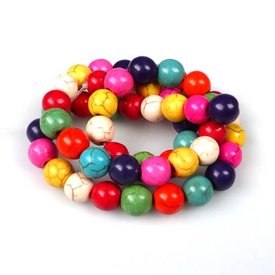 Ásványgyöngy - Magnezit, festett vegyes, 8 mm, 1 szál