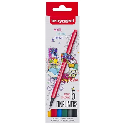 Bruynzeel Fineliner tűfilc készlet - 6 db, alap színek