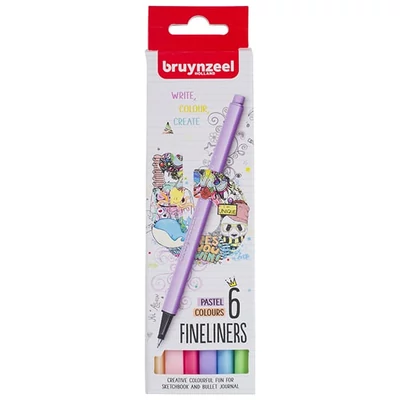 Bruynzeel Fineliner tűfilc készlet - 6 db, pasztell színek