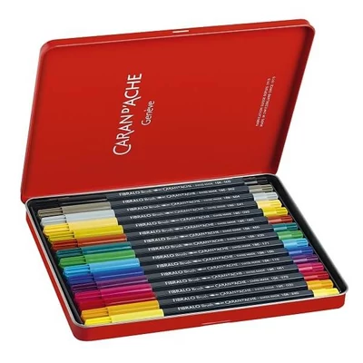 Caran d'Ache Fibralo Brush Pen ecsetfilc készlet - 15 db, fémdobozos