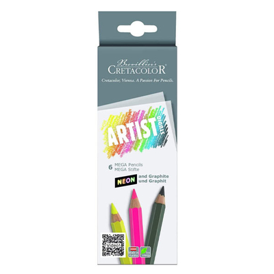 Cretacolor Artist Studio Mega ceruzakészlet, 6 db-os, neon + grafit