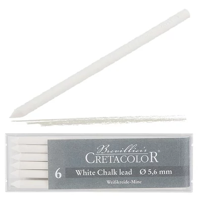Cretacolor töltőceruza betét, 5,6 mm - fehér pasztell, 6 db