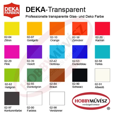 Deka Transparent oldószeres üvegfesték 25 ml - különféle színekben