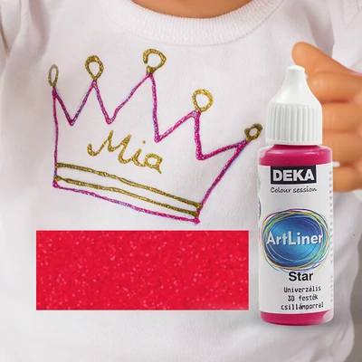 Deka Art Liner Start, univerzális 3D festék csillámporral, 30 ml - kármin