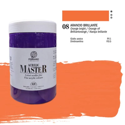 Ferrario Master akrilfesték, 1000 ml - 08, orange bright
