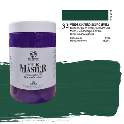 Ferrario Master akrilfesték, 1000 ml - 32, cinnabar green light