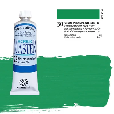 Ferrario Master akrilfesték, 60 ml - 30, permanent green deep