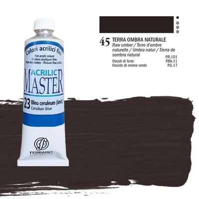 Ferrario Master akrilfesték, 60 ml - 45, raw umber