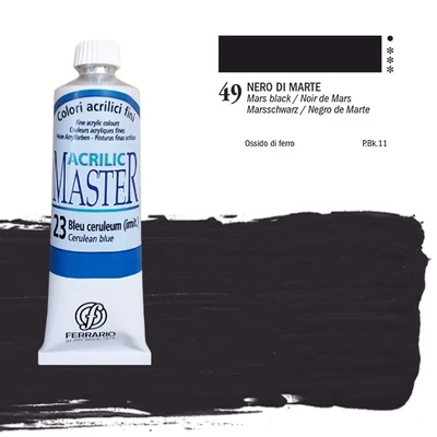 Ferrario Master akrilfesték, 60 ml - 49, mars black