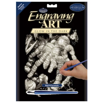 Karckép gravírozó készlet karctűvel, 20x25 cm - Tarantula, sötétben világító