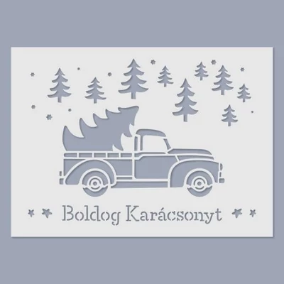 Stencil, 15x20 cm - Boldog karácsonyt
