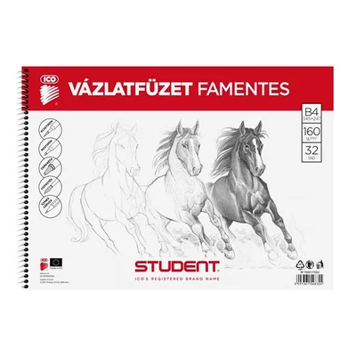 ICO Student vázlatfüzet, 160 g, 32 lap, B4, famentes, spirálos