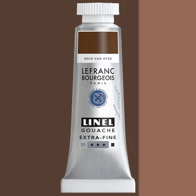 L&amp;amp;B Linel extra fine gouache festék, 14 ml - 111, van dyck brown