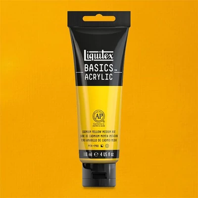 Liquitex Basics akrilfesték, 118 ml - 830, cadmium yellow medium hue