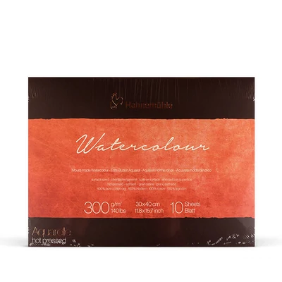 Hahnemühle Watercolour Mould-made prémium akvarelltömb, 300 g, 10 lap, 30x40 cm, sima