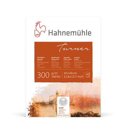 Hahnemühle Turner akvarelltömb, 300 g, 10 lap, 30x40 cm
