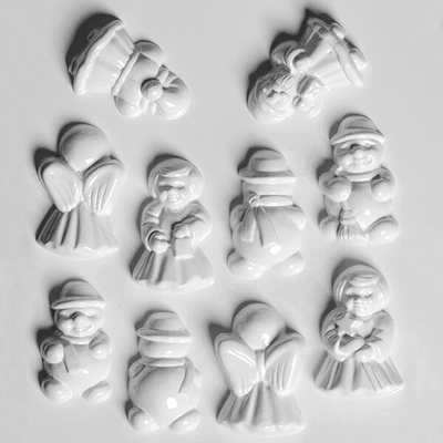 Hobbyművész műanyag öntőforma - karácsonyi apró 3D figurák, 5-5 db