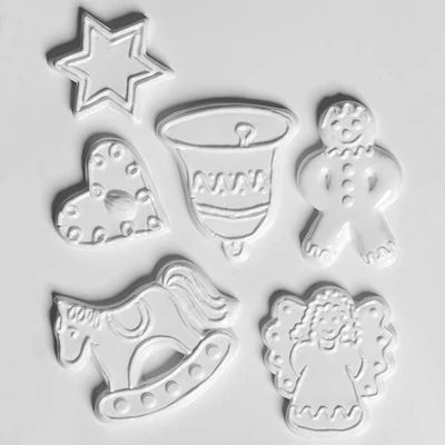 Hobbyművész műanyag öntőforma - karácsonyi mézeskalács figurák, 6 db