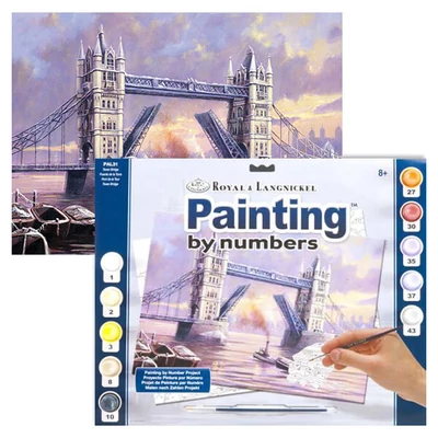 Számozott kifestő készlet, akrilfesték+ecset, 29x39 cm - Tower Bridge