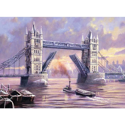 Számozott kifestő készlet, akrilfesték+ecset, 29x39 cm - Tower Bridge