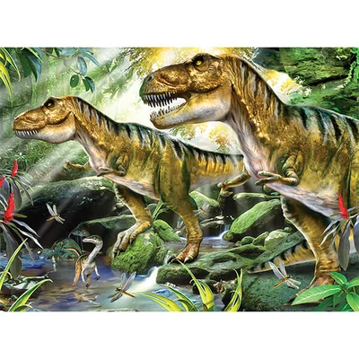 Számozott kifestő készlet, akrilfesték+ecset, 29x39 cm - Dinoszauruszok