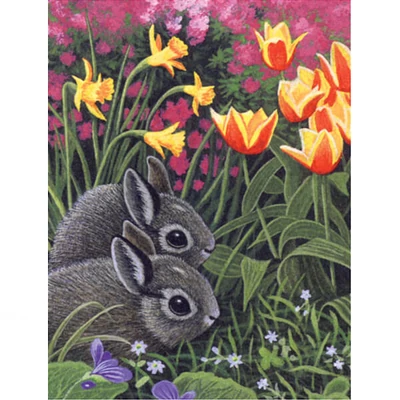 Számozott kifestő készlet, akrilfesték+ecset, 22x30 cm - Tavaszi nyuszik