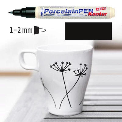 Porcelánfilc, HobbyLine Brillant, fényes - kontúr fekete, 16412