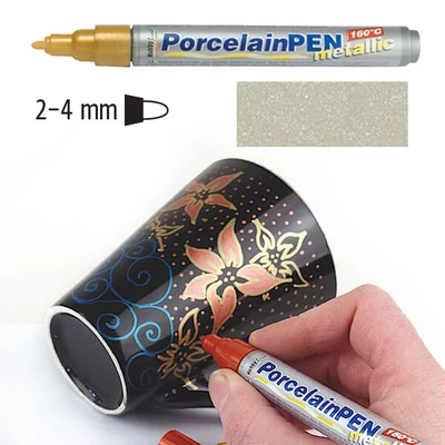 Porcelánfilc, HobbyLine Metallic - ezüst, 16416