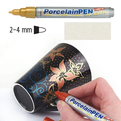 Porcelánfilc, HobbyLine Metallic - fehér, 16418