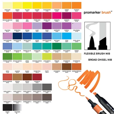 Promarker Brush kétvégű alkoholos ecsetfilc - különféle színekben