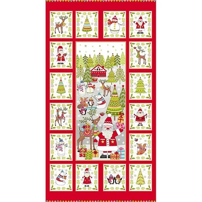 Patchwork anyag - Makower - Festive Christmas 2108-1 Panel, 60cm