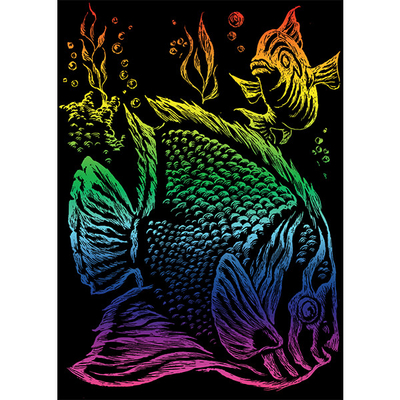 Karckép gravírozó készlet karctűvel, 12x18 cm - Trópusi halak, szivárvány