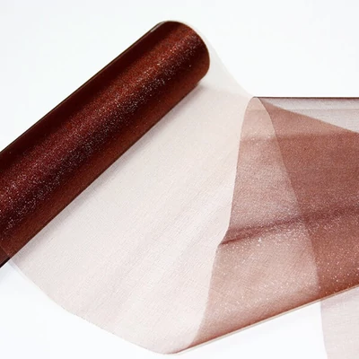 Organza asztalközép, 23,5 cm, 10 méter - 044, barna