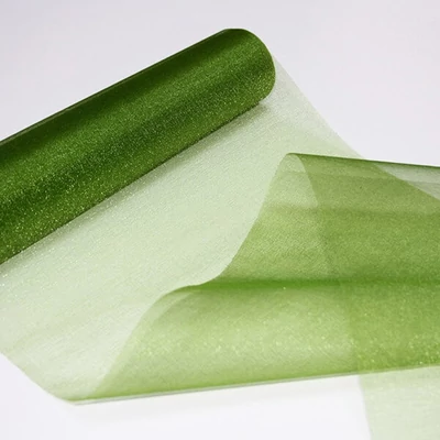 Organza asztalközép, 23,5 cm, 10 méter - 047, sötét mohazöld