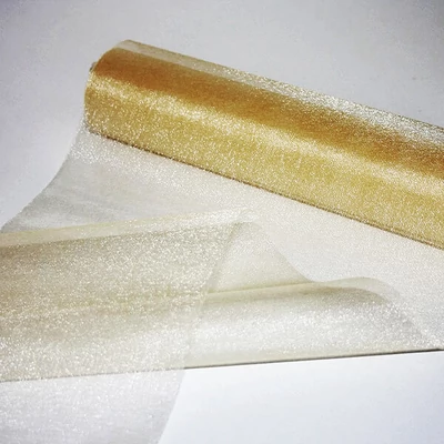 Organza asztalközép, 23,5 cm, 10 méter - 076, ekrü